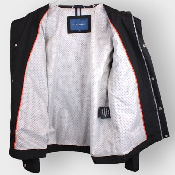 COLE HAAN Rain Jacket Solid Black Men's Size Small - Picture 7 of 13